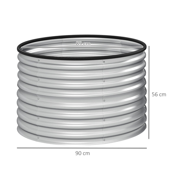 Lot de 2 jardinières surélevées kit de jardinière ronde surélevée fonds ouverts joints en caoutchouc protecteurs en acier galvanisé argent