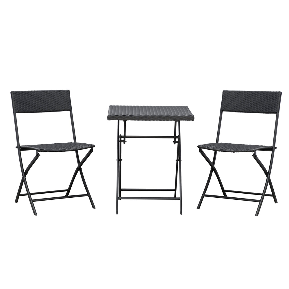 Ensemble Meubles de Jardin Design Table carré et chaises Pliables résine tressée Imitation rotin Marron