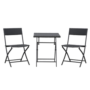 Ensemble Meubles de Jardin Design Table carré et chaises Pliables résine tressée Imitation rotin Marron