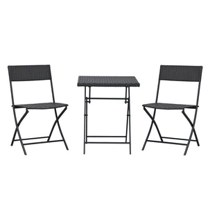 Ensemble Meubles de Jardin Design Table carré et chaises Pliables résine tressée Imitation rotin Marron