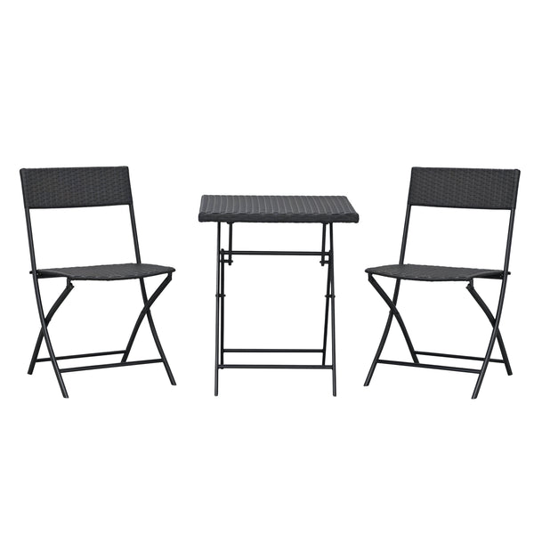 Ensemble Meubles de Jardin Design Table carré et chaises Pliables résine tressée Imitation rotin Marron