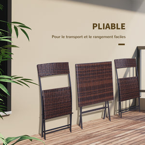 Ensemble Meubles de Jardin Design Table carré et chaises Pliables résine tressée Imitation rotin Marron