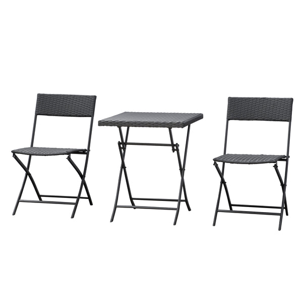 Ensemble Meubles de Jardin Design Table carré et chaises Pliables résine tressée Imitation rotin Marron