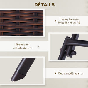 Ensemble Meubles de Jardin Design Table carré et chaises Pliables résine tressée Imitation rotin Marron
