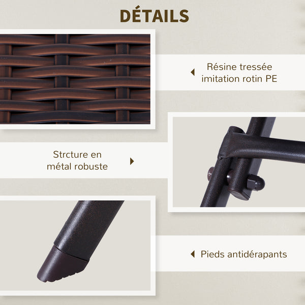 Ensemble Meubles de Jardin Design Table carré et chaises Pliables résine tressée Imitation rotin Marron