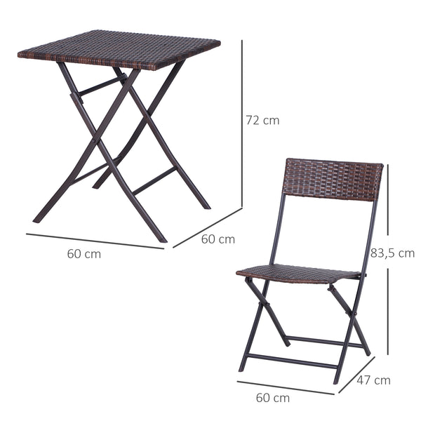 Ensemble Meubles de Jardin Design Table carré et chaises Pliables résine tressée Imitation rotin Marron