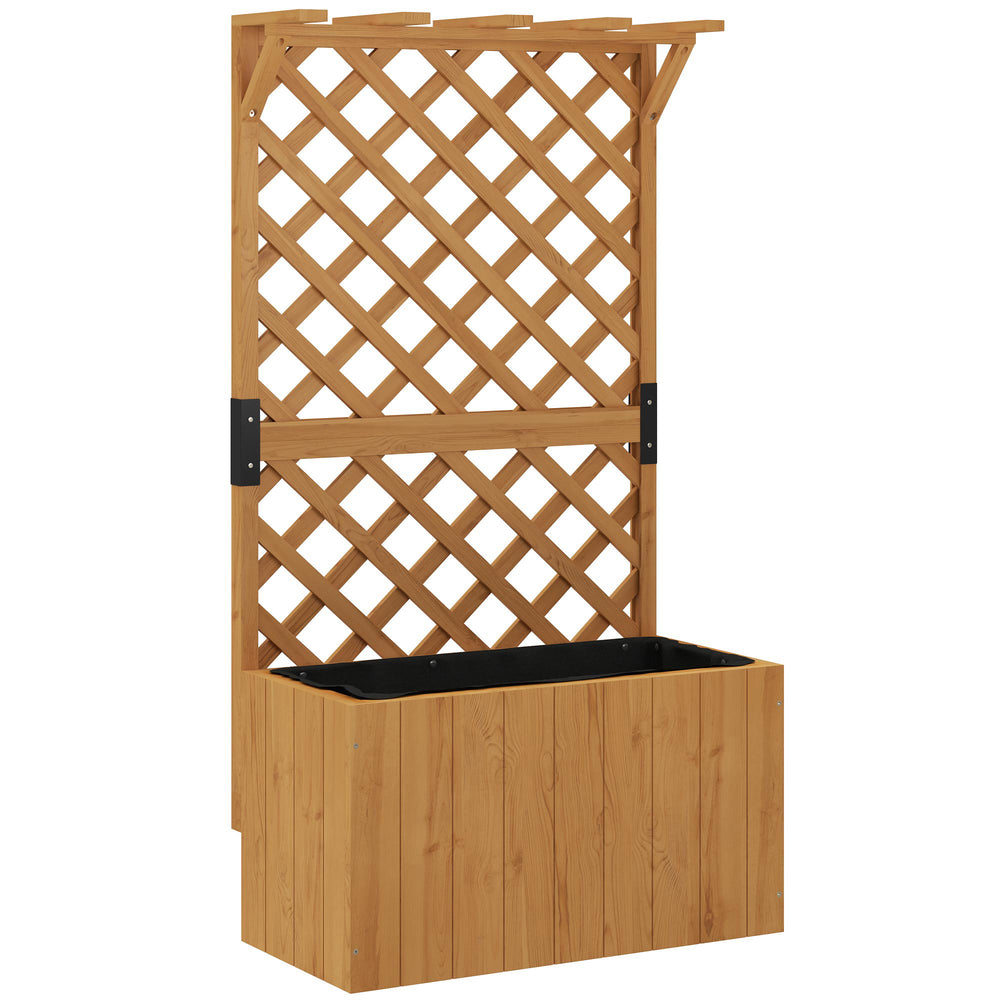Potager surélevé avec treillage, jardinière en bois, 64 x 33 x 122cm pour jardin balcon terrasse, pour plantes grimpantes et en panier, fleurs