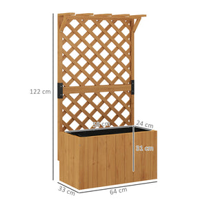 Potager surélevé avec treillage, jardinière en bois, 64 x 33 x 122cm pour jardin balcon terrasse, pour plantes grimpantes et en panier, fleurs