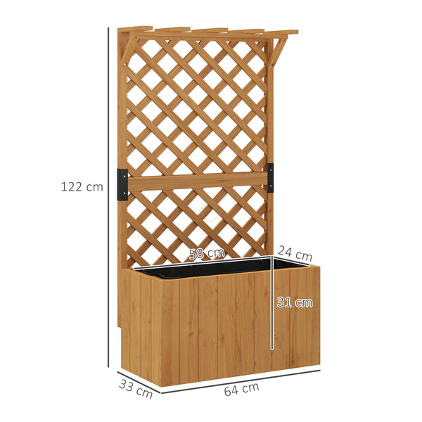 Potager surélevé avec treillage, jardinière en bois, 64 x 33 x 122cm pour jardin balcon terrasse, pour plantes grimpantes et en panier, fleurs