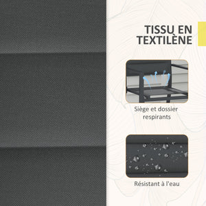 Ensemble de 4 chaises de jardin empilables en aluminium et textilène avec accoudoirs, lot de 4 pièces pour extérieur, gris