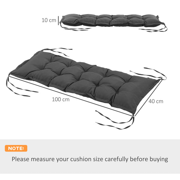 Coussin de banc de jardin, coussin banquette de Jardin 100 x 40 cm, rembourrage épais et doux, pour intérieur et extérieur, gris foncé