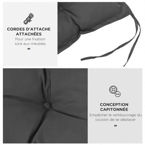 Coussin de banc de jardin, coussin banquette de Jardin 100 x 40 cm, rembourrage épais et doux, pour intérieur et extérieur, gris foncé