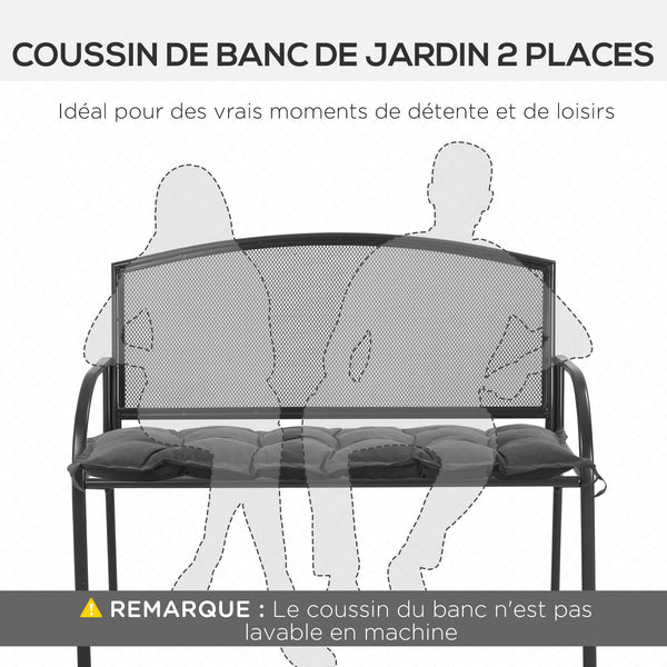 Coussin de banc de jardin, coussin banquette de Jardin 100 x 40 cm, rembourrage épais et doux, pour intérieur et extérieur, gris foncé