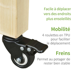Jardinière sur Pieds - Potager sur roulettes - étagère, Inserts d'irrigation, Feutre de Drainage Inclus - Bois Massif Sapin