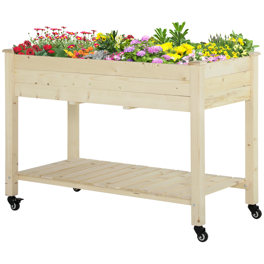 Jardinière sur Pieds - Potager sur roulettes - étagère, Inserts d'irrigation, Feutre de Drainage Inclus - Bois Massif Sapin