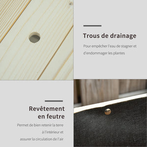 Jardinière sur Pieds - Potager sur roulettes - étagère, Inserts d'irrigation, Feutre de Drainage Inclus - Bois Massif Sapin