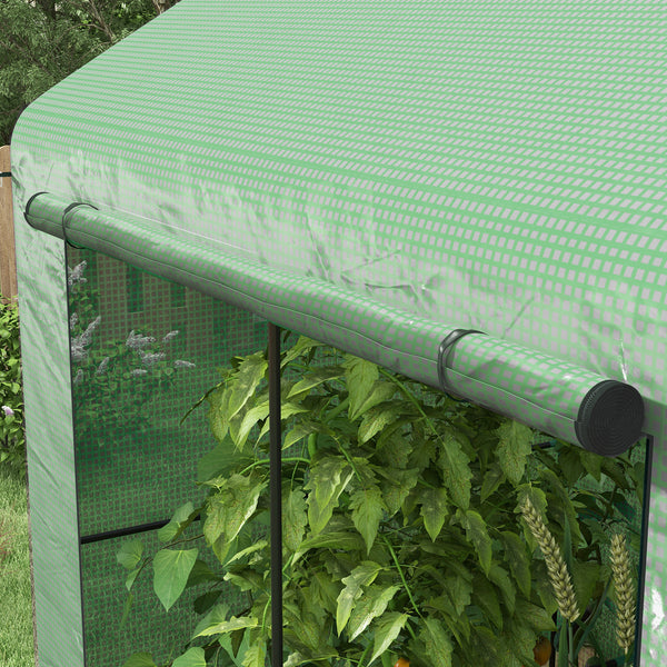 Serre de jardin PE, serre de balcon, bâche renforcée 135 g/m², châssis en acier, porte zippée enroulable, pour légumes plantes fleurs, intérieur et extérieur, 200 x 140 x 200 cm, vert