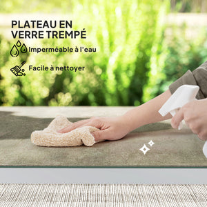 Salon de jardin extérieur 2 personnes, table de jardin extérieure avec 2 chaises, 4 coussins amovibles lavables, cadre en acier, table 72 cm, mobilier de jardin, terrasse, patio, gris