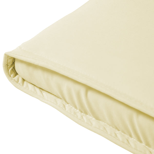 Coussin bain de soleil coussin chaise longue matelas transat déhoussable avec zippé, tétière, cordons d'attache, 198 x 53 x 5 cm, crème