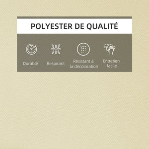 Coussin bain de soleil coussin chaise longue matelas transat déhoussable avec zippé, tétière, cordons d'attache, 198 x 53 x 5 cm, crème