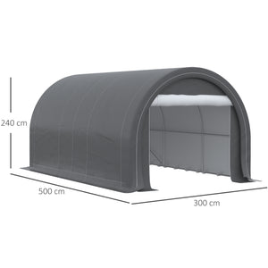 Tente garage carport dim. 5L x 3l x 2,4H m acier galvanisé robuste PE haute densité 190 g/m² imperméable anti-UV gris