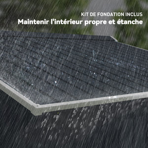 Abri de jardin en métal 5,4 m² cabane de jardin 277 x 195 x 192 cm cabanon rangement outils avec fondation, porte coulissante verrouillables et 4 aérations - gris foncé