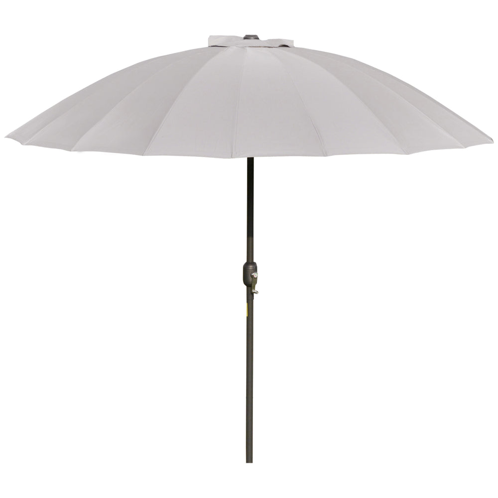 Parasol droit parasol de jardin inclinable rond avec 18 baleines manivelle mât en métal fibre de verre Ø 2,5 m polyester haute densité gris