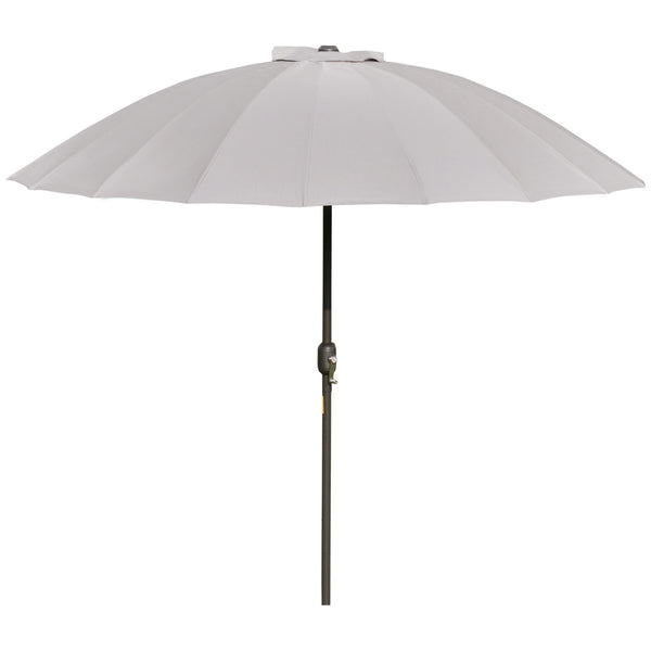 Parasol droit parasol de jardin inclinable rond avec 18 baleines manivelle mât en métal fibre de verre Ø 2,5 m polyester haute densité gris
