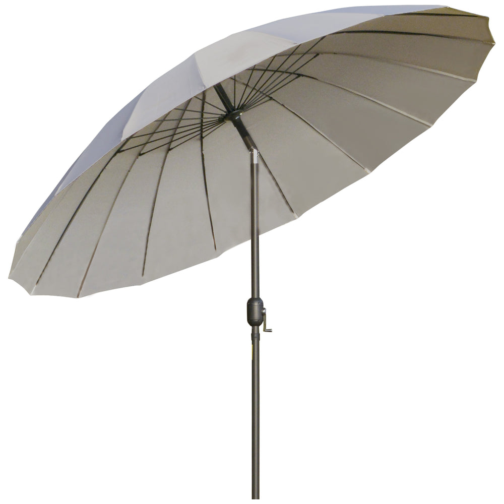 Parasol droit parasol de jardin inclinable rond avec 18 baleines manivelle mât en métal fibre de verre Ø 2,5 m polyester haute densité gris