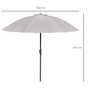 Parasol droit parasol de jardin inclinable rond avec 18 baleines manivelle mât en métal fibre de verre Ø 2,5 m polyester haute densité gris