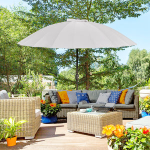 Parasol droit parasol de jardin inclinable rond avec 18 baleines manivelle mât en métal fibre de verre Ø 2,5 m polyester haute densité gris