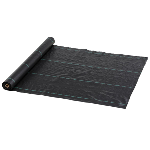 Toile de paillage, géotextile de paillage contre les mauvais herbes 100 x 1 m, résistant aux déchirures et conditions climatiques extrêmes, en polypropylène, noir