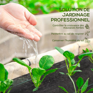 Toile de paillage, géotextile de paillage contre les mauvais herbes 100 x 1 m, résistant aux déchirures et conditions climatiques extrêmes, en polypropylène, noir