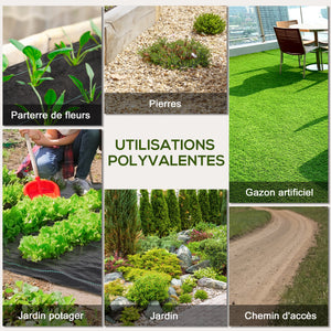 Toile de paillage, géotextile de paillage contre les mauvais herbes 100 x 1 m, résistant aux déchirures et conditions climatiques extrêmes, en polypropylène, noir