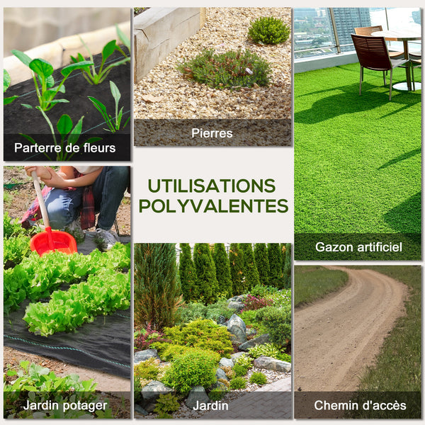 Toile de paillage, géotextile de paillage contre les mauvais herbes 100 x 1 m, résistant aux déchirures et conditions climatiques extrêmes, en polypropylène, noir