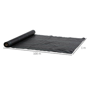 Toile de paillage, géotextile de paillage contre les mauvais herbes 100 x 1 m, résistant aux déchirures et conditions climatiques extrêmes, en polypropylène, noir