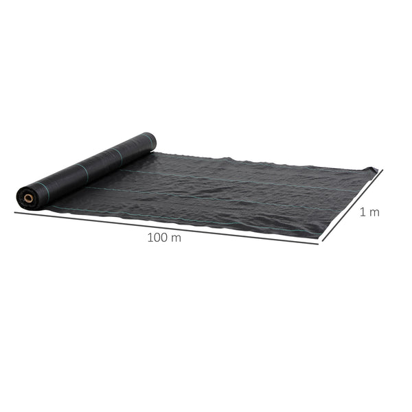 Toile de paillage, géotextile de paillage contre les mauvais herbes 100 x 1 m, résistant aux déchirures et conditions climatiques extrêmes, en polypropylène, noir