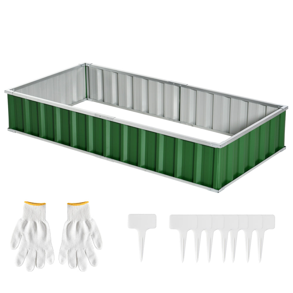 Carré Potager de Jardin 174 x 90 x 30 cm - modulable, Montage sans Outils, Gants fournis - tôle d'acier ondulée Vert