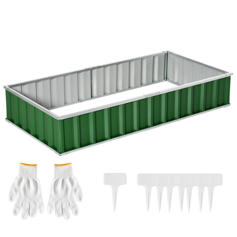 Carré Potager de Jardin 174 x 90 x 30 cm - modulable, Montage sans Outils, Gants fournis - tôle d'acier ondulée Vert
