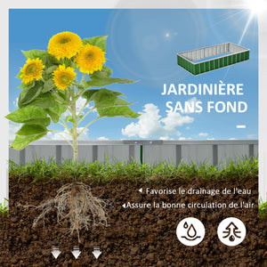 Carré Potager de Jardin 174 x 90 x 30 cm - modulable, Montage sans Outils, Gants fournis - tôle d'acier ondulée Vert