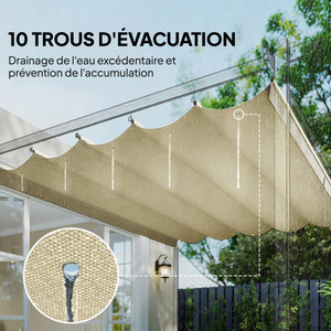 Toile de toit pour pergola tonnelle rétractable de 3 x 3 m - toile uniquement 250 x 255 cm crème