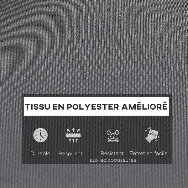 Coussins de chaise longue coussin bain de soleil - épais, confortable et rembourré - matelas transat avec 2 attaches, polyester 180 g/m², 196 x 55 x 8 cm, gris foncé