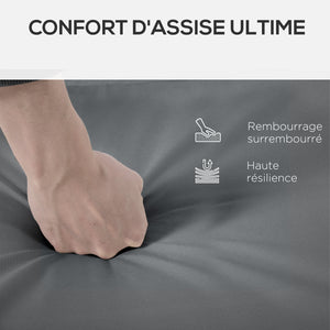 Coussins de chaise longue coussin bain de soleil - épais, confortable et rembourré - matelas transat avec 2 attaches, polyester 180 g/m², 196 x 55 x 8 cm, gris foncé