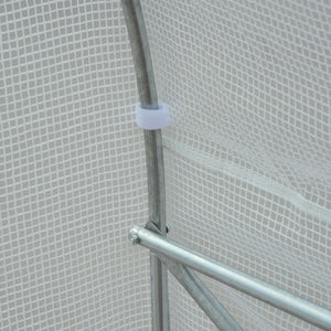 Serre Tunnel de Jardin 13,31 m² dim. 4,5L x 3l x 2H m Porte + 6 fenêtres enroulables Acier galvanisé bâche PE Haute densité Blanc