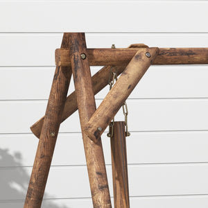 Balancelle de jardin 2 places en bois avec accoudoirs Roues Charrette pour le jardin - dim. 200L x 137l x 167H cm