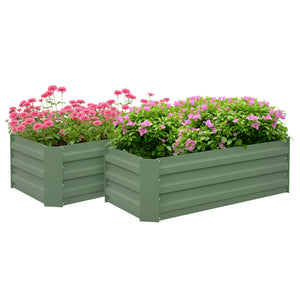 Lot de 2 carré potager de jardin dim. 100L x 50l x 30H cm - tôle d'acier ondulée vert