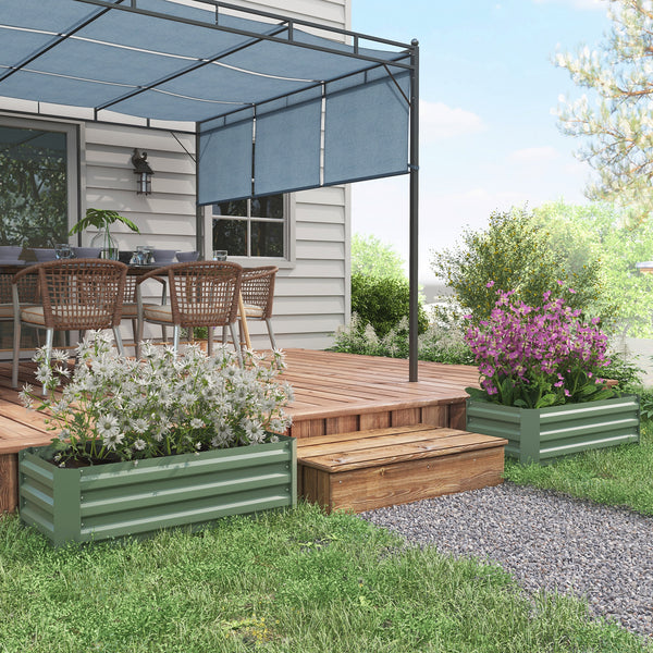 Lot de 2 carré potager de jardin dim. 100L x 50l x 30H cm - tôle d'acier ondulée vert