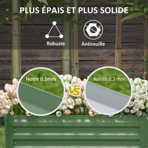 Lot de 2 carré potager de jardin dim. 100L x 50l x 30H cm - tôle d'acier ondulée vert