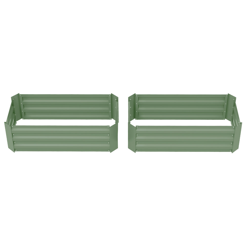Lot de 2 carré potager de jardin dim. 100L x 50l x 30H cm - tôle d'acier ondulée vert