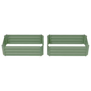 Lot de 2 carré potager de jardin dim. 100L x 50l x 30H cm - tôle d'acier ondulée vert
